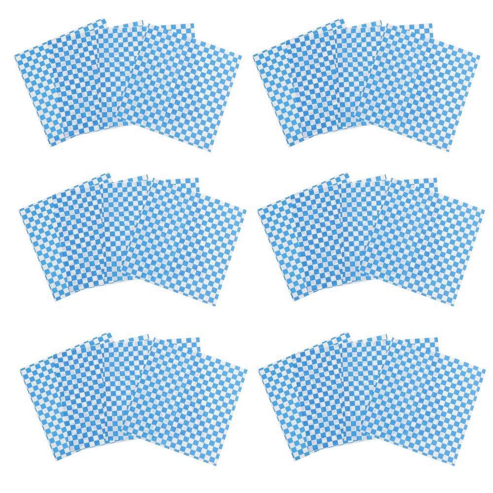 SHINEOFI 50 Sheets Blue Checkered Food Wrapping Paper for Sandwiches and Cakes Non-Stick Greaseproof Baking Sheets Strong and Tear-Resistant for Food Packaging and Weddings