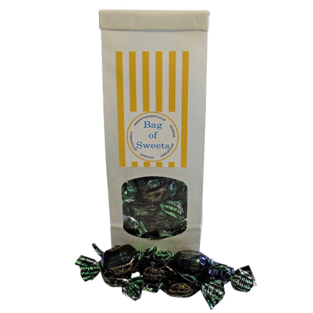 300g Tin Tied White Bag of Buchanans Chocolate Peppermint Creams