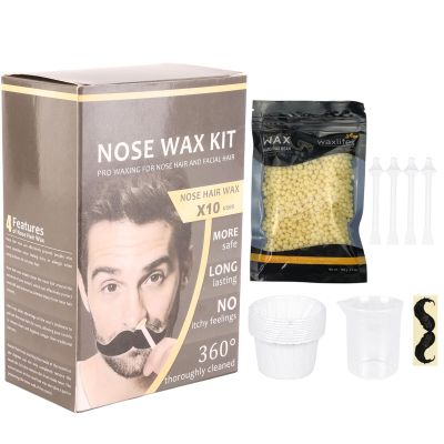 Bewinner Easy-to-Use Nose Wax Kit with 20 Wax Sticks and Measuring Cup for Removing Nose and Eyebrow Hair At Home