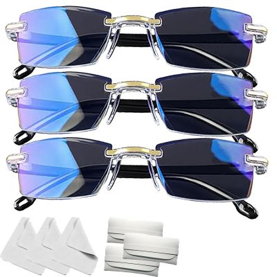 2026 New Sapphire High Hardness Anti-Blue Progressive,Intelligent Dual Focus Glasses,Self Adjusting for Women Men (3pcs)