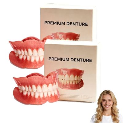 Premium Dentures, Dentures, 2026 New False Teeth, Soft Denture Reline Kit, Snap on Veneers Teeth, Soft & Safe Moldable False Teeth Set, Silicone Reline Kit for Men and Women (2Pcs)