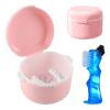 GmeDhc Denture Box with Strainer, Denture Boxes with Toothbrush, Orthodontic Retainer Box for Denture Storage and Soaking Gum Guards view 1