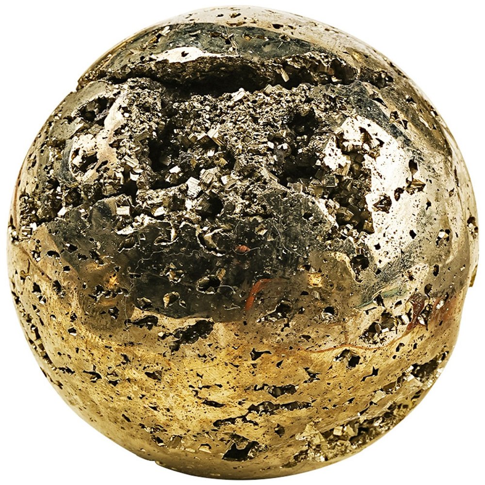 HHCTEBEC Natural Pyrite Crystal Ball - Fool's Gold Gemstone Sphere for Wealth, Abundance & Prosperity, Hand-Polished Feng Shui Orb for Home Office Decor,400G