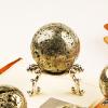 HHCTEBEC Natural Pyrite Crystal Ball - Fool's Gold Gemstone Sphere for Wealth, Abundance & Prosperity, Hand-Polished Feng Shui Orb for Home Office Decor,400G view 4