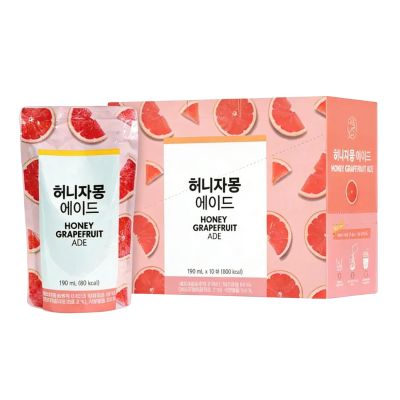 Iced Fruity Drink Pouch Bundle Pack Refreshing Beverages 190ml, 10-Pack | 5 Flavours Variety Set (Blue Lemon, Pineapple, Green Grape, Peach, Omija) (Honey Grape Fruit Ade)