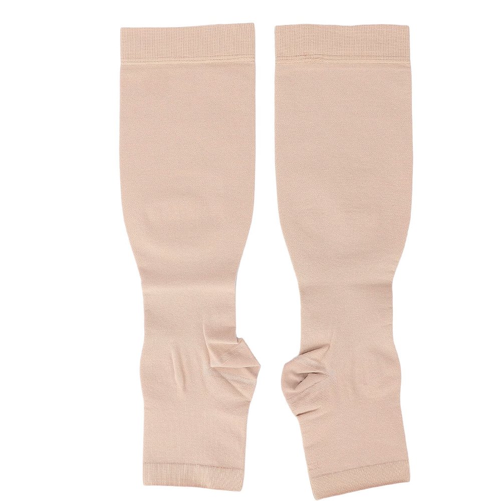Breathable Open Toe Compression Stockings, Sweat Absorbent Nylon Fitness Socks, Lightweight Slim Leg Socks with Moderate Pressure for Hiking Running Outdoor Sports (M)