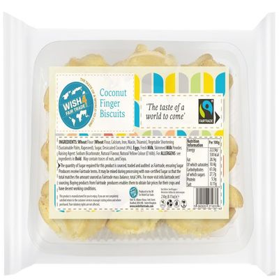 Wish4 Fairtrade Coconut Finger Biscuits, 160g, Pack of 12