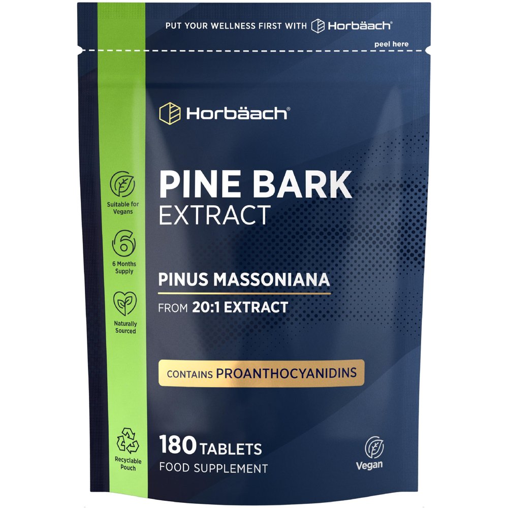 Pine Bark Extract 400mg | Providing Proanthocyanidins | Naturally Sourced | from 20:1 Pinus Massoniana Extract | 180 Tablets - 6 Months Supply | Vegan | by Horbaach