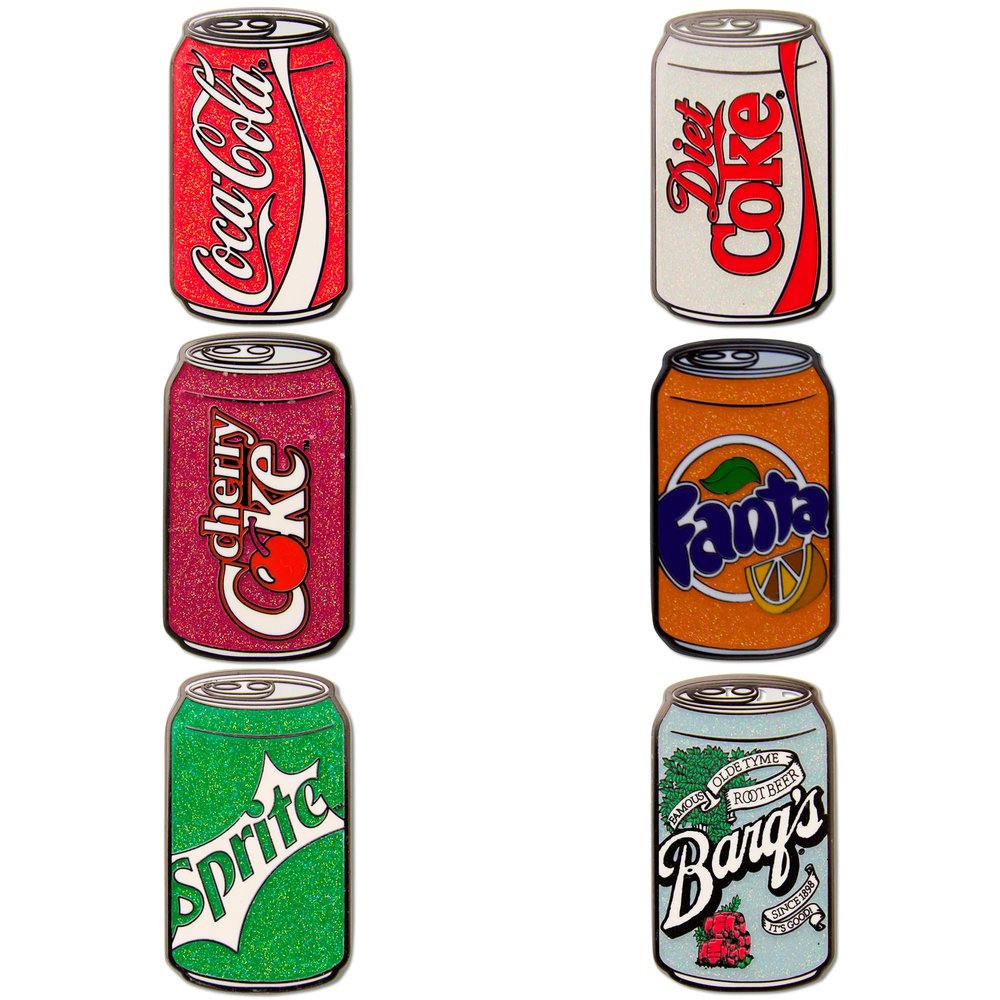 Coca-Cola Soft Drink Cans Mystery Enamel Pin Blind Box Series, Coca-Cola, Coca-Cola Cherry, Diet Coke, Sprite, Fanta Orange, or Barq's Root Beer