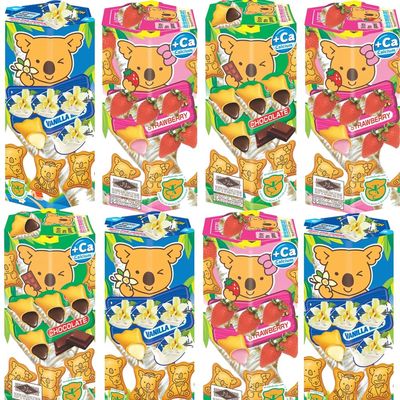 Chocolate,Vanilla,Strawberry Flavored Random Mixed Bite-Sized Biscuits 37g - Perfect For Lunch Boxes, On the go Snacks - le (9 x Mixed Packs)