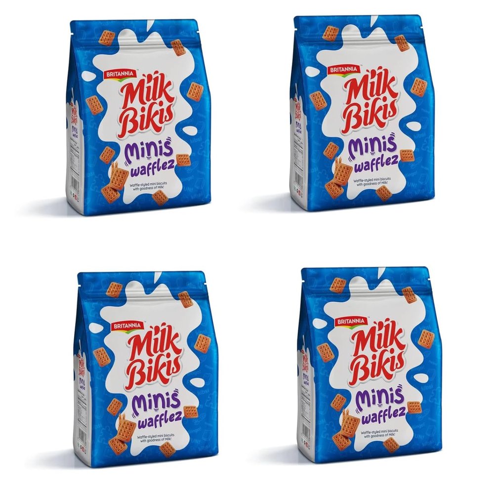 Milk Bikis Minis Waffles 200g | Crispy Wafers with Creamy Milk Flavour | Snacks for Kids & Family (Pack of 4)