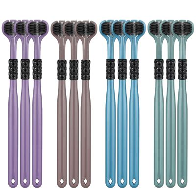 12 Pcs 3 Sided Toothbrush,Autism Toothbrush 360 Deep Clean Soft Bristle Toothbrushes Efficient Oral Care Ergonomic Handle Travel-Friendly Design