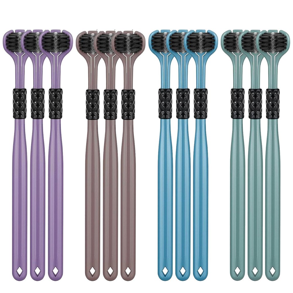 12 Pcs 3 Sided Toothbrush,Autism Toothbrush 360 Deep Clean Soft Bristle Toothbrushes Efficient Oral Care Ergonomic Handle Travel-Friendly Design