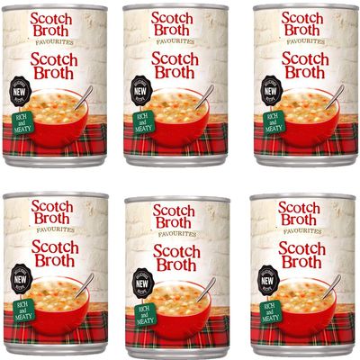 Assorted Variety Favourites Soup 400g Canned Chicken Broth, French Onion, Lentil & Bacon, Minestrone, Scotch Broth, Cream of Tomato & Potato & Leek - bxt (12 x Tin, Scotch Broth 400g)