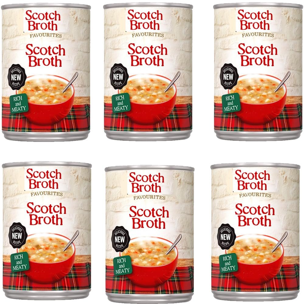 Assorted Variety Favourites Soup 400g Canned Chicken Broth, French Onion, Lentil & Bacon, Minestrone, Scotch Broth, Cream of Tomato & Potato & Leek - bxt (12 x Tin, Scotch Broth 400g)
