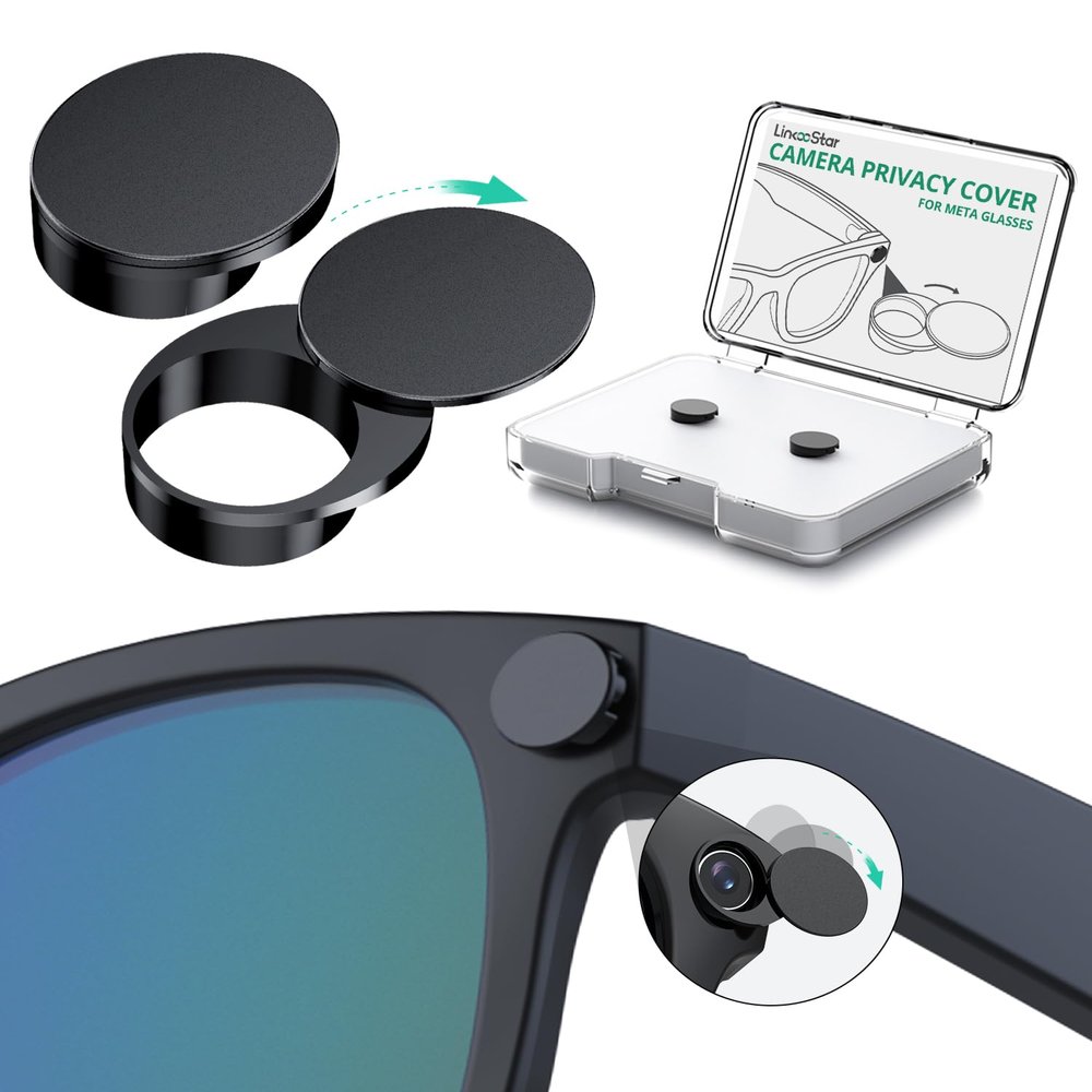 180Rotating Webcam Cover for Ray-Ban Meta Gen 2 [2Pack], Plastic Meta Glasses Light Cover Blocks 85% LED Light for Wayfarer/Skyler/Headliner & Oakley HSTN AI Meta Glasses Accessories [Black]