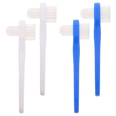 Operitacx Double Head Manual Toothbrush with Soft Bristles and Compact Storage Box for Denture Cleaning and Travel Use by Adults