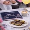 Happy Birthday Dubai Chocolate Gift Box Pistachio kunafa chocolate brownies supplied with a Happy Birthday gift sleeve, suitable for gifting and celebrations. view 2