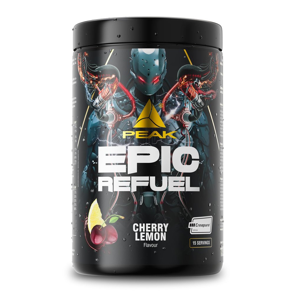 PEAK Epic Refuel - 1125g Flavour Cherry Lemon I 15 Servings I Post-Workout Recovery Formula with Clear Whey, Creapure creatine, Maltodextrin, Leucine, Glutamine and Electrolytes