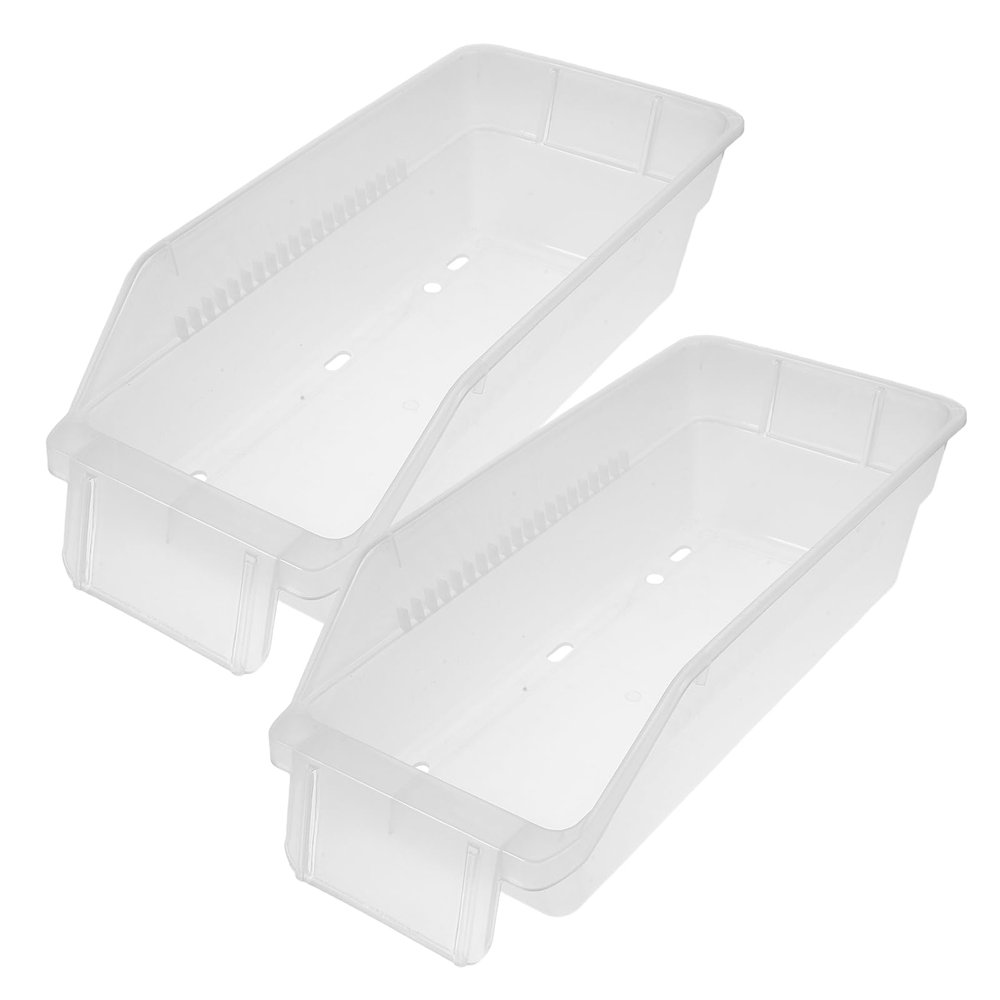 Tofficu Stackable Medication Organizer Boxes 2Pcs White Plastic Open Front Storage Bins for Home Pharmacy and Clinical Use