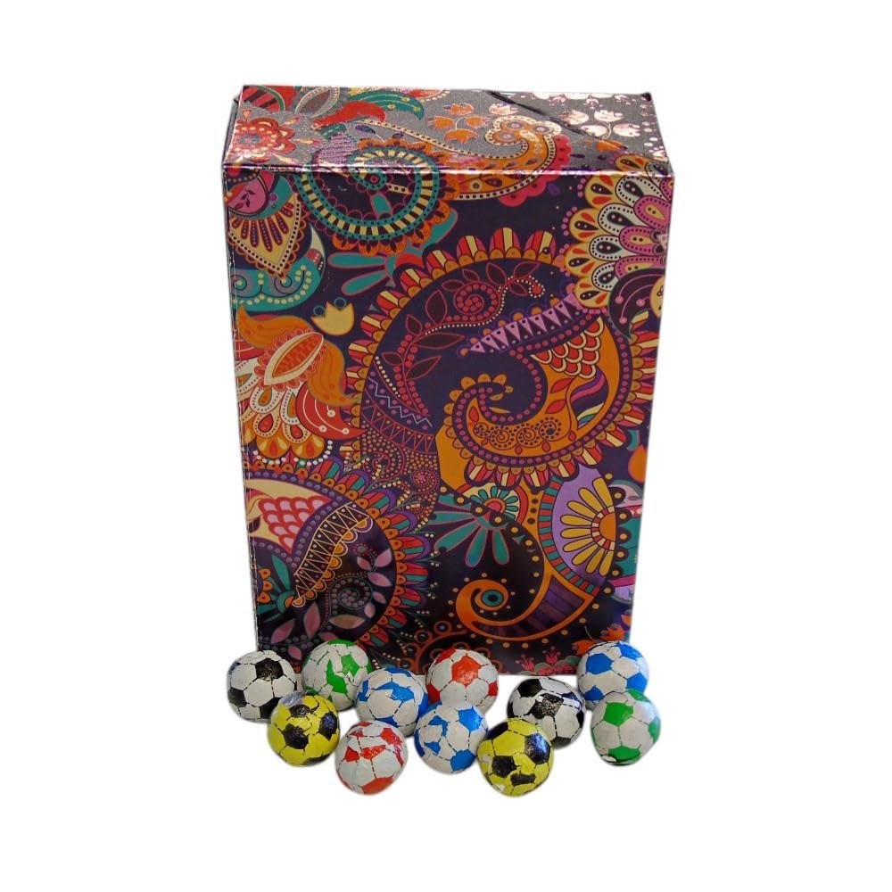 250g Rectangular Box Paisley Pattern of Individually Wrapped Chocolate Flavoured Footballs