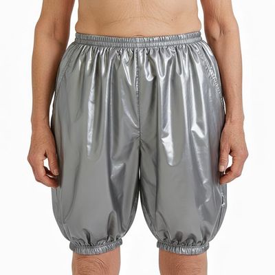 3-Pack Extra Long Adult Plastic Briefs with Elastic Leg Cuffs - Waterproof PE Diaper Covers for Side-Leak Protection, Reusable Protective Underwear for Elderly & Menstrual Care (Gray,Medium)