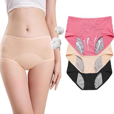 Leak Proof Underwear for Women, Washable Incontinence Pants Women for Over 60 Washable Reusable Incontinence Briefs Pants (Set-3Pcs(A),4XL)