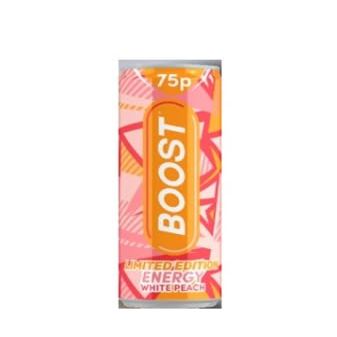 Boost Energy Drink White Peach Flavor, 24 x 250ml Cans