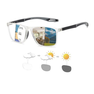 Progressive Multifocal Reading Glasses for Men and Women, Flexible Anti-Blue Light Readers, Sporty Design Lightweight Eyeglasses(Transparent/Gray,3.5x)