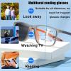 Progressive Multifocal Reading Glasses for Men and Women, Flexible Anti-Blue Light Readers, Sporty Design Lightweight Eyeglasses(Transparent/Gray,3.5x) view 3
