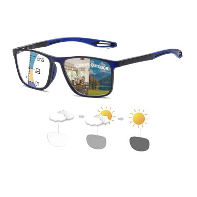 Progressive Multifocal Reading Glasses for Men and Women, Flexible Anti-Blue Light Readers, Sporty Design Lightweight Eyeglasses(Black/Blue,2.5x)