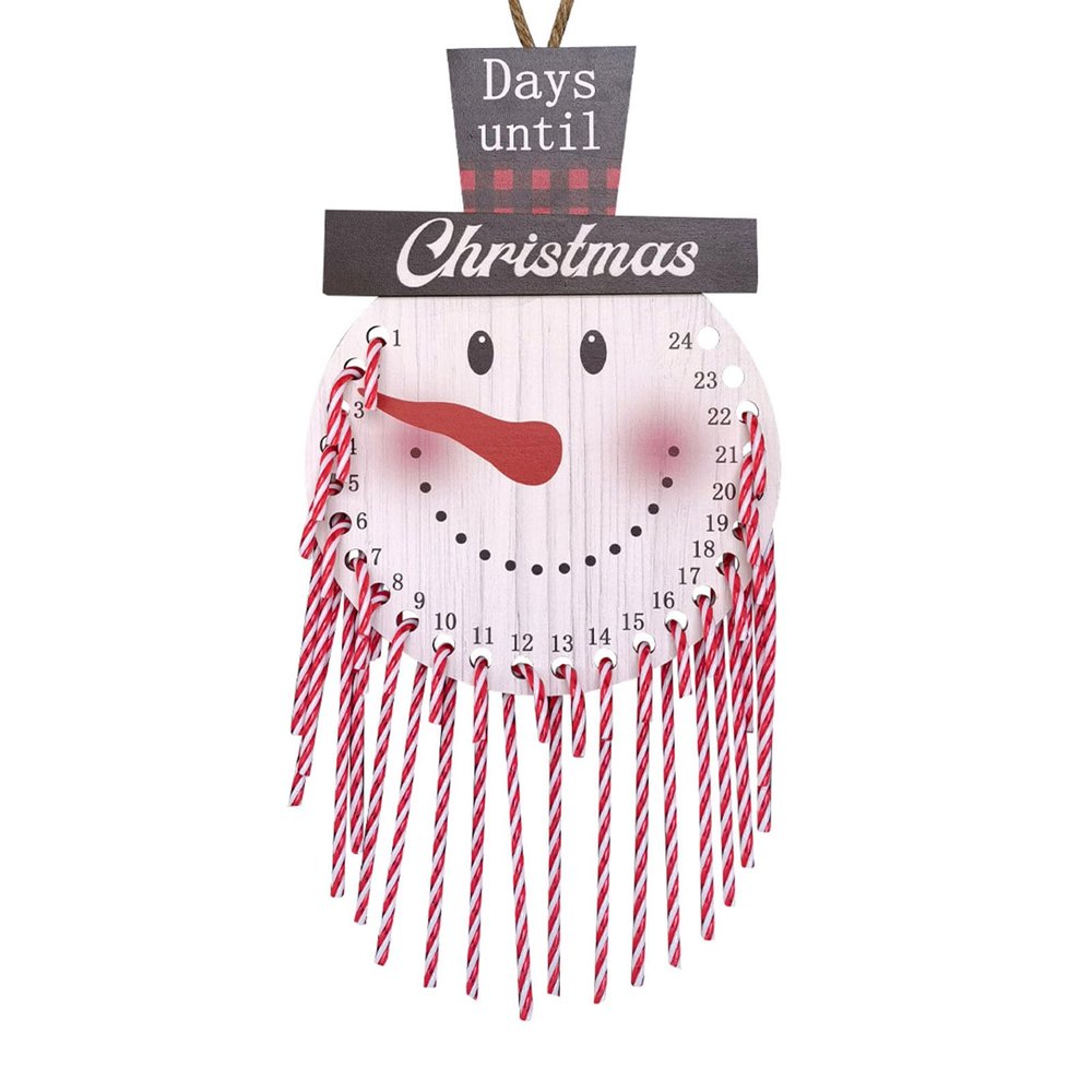 PANGBOER Merry Christmas Countdown Calendar Wooden Cane Candy Fun and Festive Wall Hanging Decoration for Kids and Adults Wooden Cane Candy Ornament