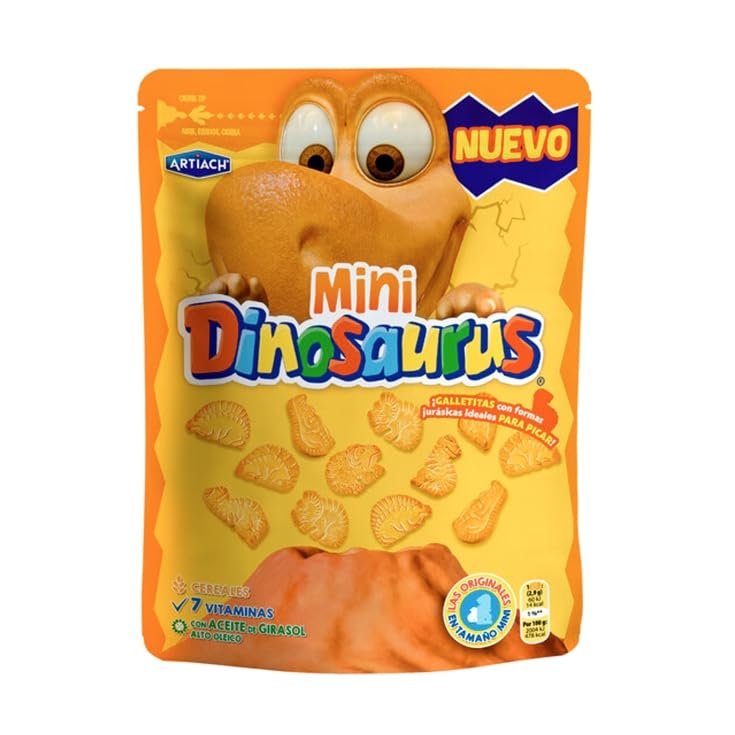 Mini Dinos Biscuits Artiach 196g Pack of 3 | Fun Dinosaur-Shaped Chocolate Biscuits | Ideal for Kids Snacks & Lunchboxes