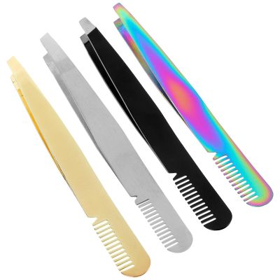 Beavorty 4pcs Comb Tweezers Professional Tweezers 3.93x0.39x0.24in Stainless Steel Lightweight Portable Beauty Accessories for Women Traveling with Handles