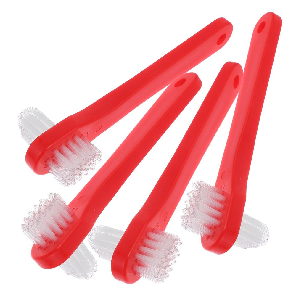 ibasenice 4pcs Denture Cleaning Brush Dual Heads Small Adult False Tooth Brush Travel Denture Care