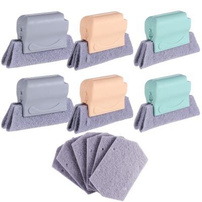 BELLIFFY 12pcs Narrow Window Gap Cleaning Brushes Set for Cleaning Window Frames and Counter Tops with Pp and Scouring Pad Material Stubborn Stains and Door Grooves Random Color