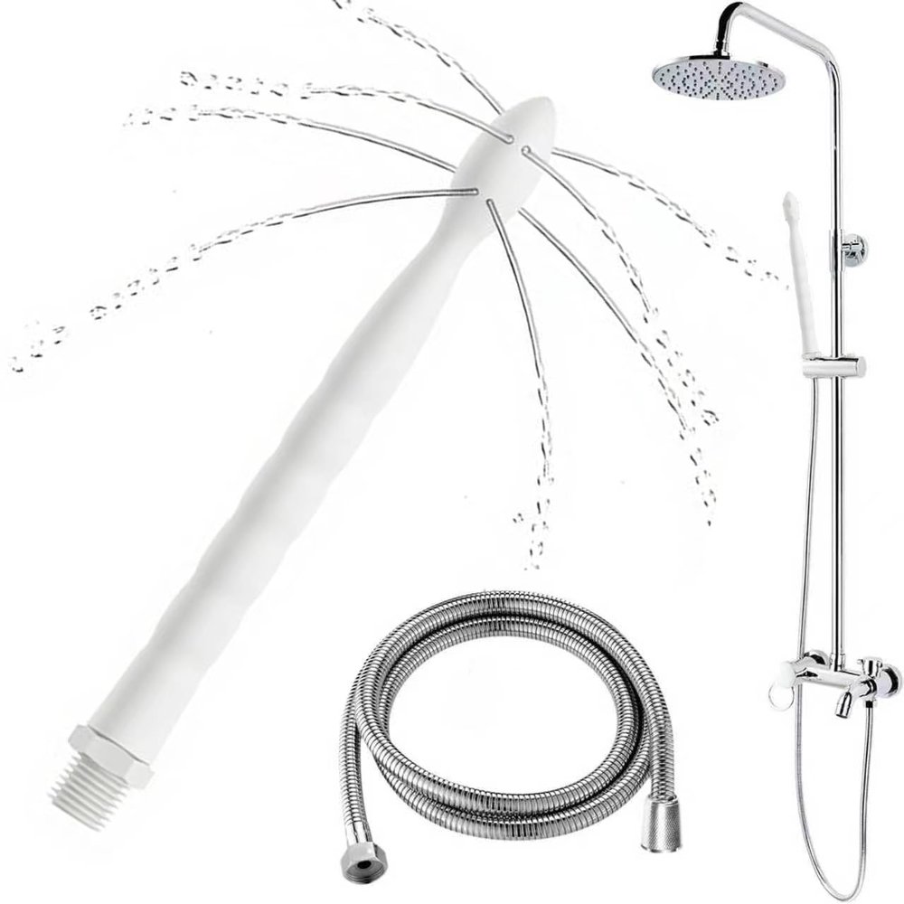 Premium White Silicone Cleansing System | 24cm 8-Hole Design & 150cm Hose | Grade Enema Kit