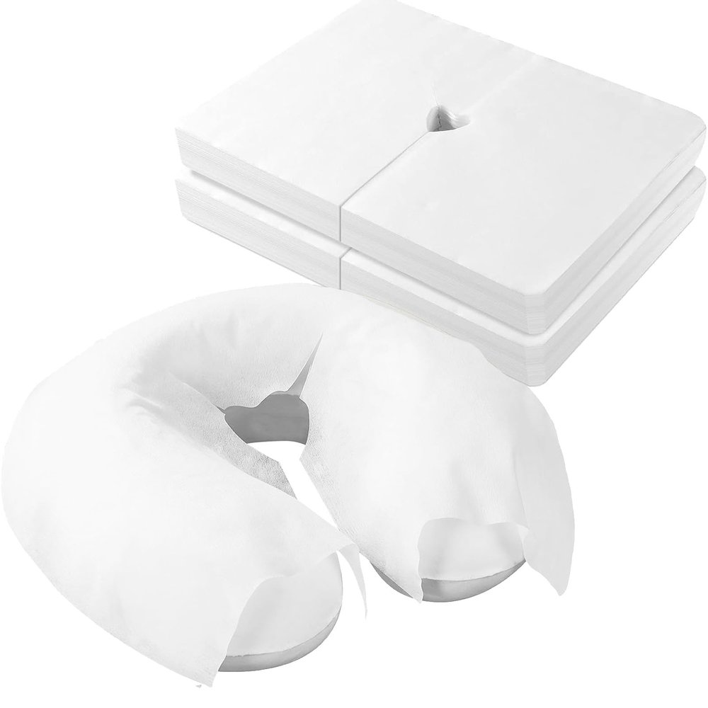 100PCS Disposable Face Cradle Covers Disposable Face Rest Covers Ultra Soft Luxurious Non-Sticking Massage Face Covers Face Cradle/Head Cradle Covers/Massage Pillow/Massage Cover