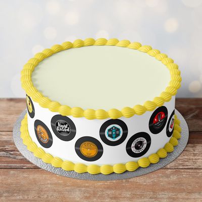 Edible Pre-Cut Record Vinyl Border Ribbon Cake Wrap x 3 Fondant Cake Topper Decoration - Ideal For Decorating Your Cakes And Easy To Use