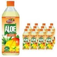 Premium Mango Flavored Aloe Vera Drink with Real Natural Aloe Pieces - 12 x 500ml PET Bottles in Bulk Carton - Sweet, Refreshing, Gluten-Free & Lactose-Free Tropical Beverage
