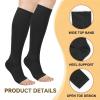 2 Pair Flight Compression Sock, Open Toe Compression Socks Support Socks Women Men, Compression Stockings Calf Pressure Socks for Ladies Women Pregnancy Maternity Travel Flying Work Long Haul Flight view 2