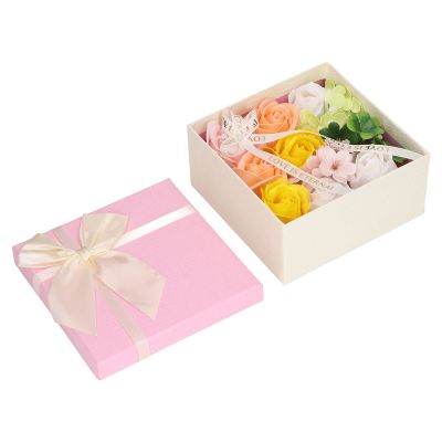 Simulation Rose Flower Soap, Women's Exquisite Bath Soap Gift Box, Long - Lasting Decorative Rose Shaped Soap with Ribbon Bow for Valentine's Day Anniversary Birthday (Yellow)