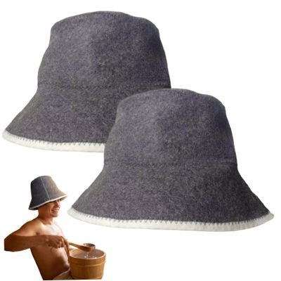 2 Pack Sauna Hat Wool Sauna Cap Heat Protection Hat for Men and Women, Head Heat Protection Accessories for Steam Room, Spa and Sessions