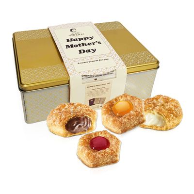 Vicenzi Millefoglie Assorted Filled Puff Pastry Cookies Gift Tin 390g for Mothers Day Gifts - 4 Flavors Chocolate, Milk Cream, Raspberry, Apricot Vanilla Italian Biscuits, Great Gifts for Mums