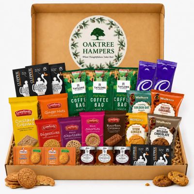 Afternoon Tea Hamper with Walker Biscuits, Preserves, Coffee Bags and Hot Choc | Total of 28 Assorted Tea and Biscuits Gift Set