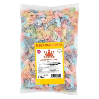 Assorted Fizzy Mix Sweets Fruity Sugar Coated Jelly Candy Selection for Sharing, Parties, Pick & Mix and Sweet Jars (1KG)