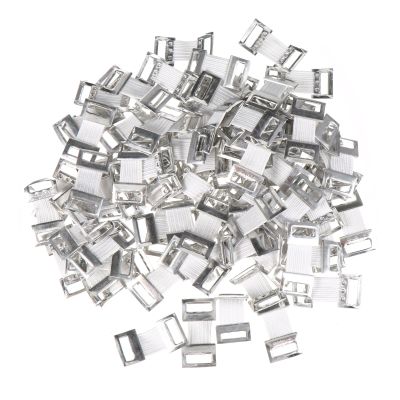 MAGICLULU 100pcs Buckles Tape Buttons Elastic Aluminum Fastening Hooks Sturdy Hold Package in Place for Bandaging Supplies and Use