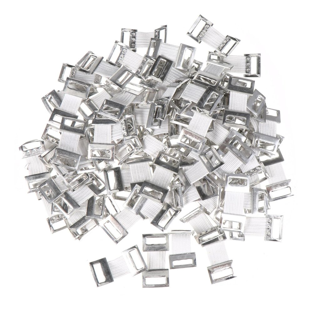 MAGICLULU 100pcs Buckles Tape Buttons Elastic Aluminum Fastening Hooks Sturdy Hold Package in Place for Bandaging Supplies and Use