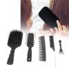 5Pcs Hair Comb Set with Round Teeth Paddle Brush, Detangling Scalp Massage Combs for Home and Barbershop Use, Includes Airbag Wide Tooth Pointed Tail Styling Brushes view 2