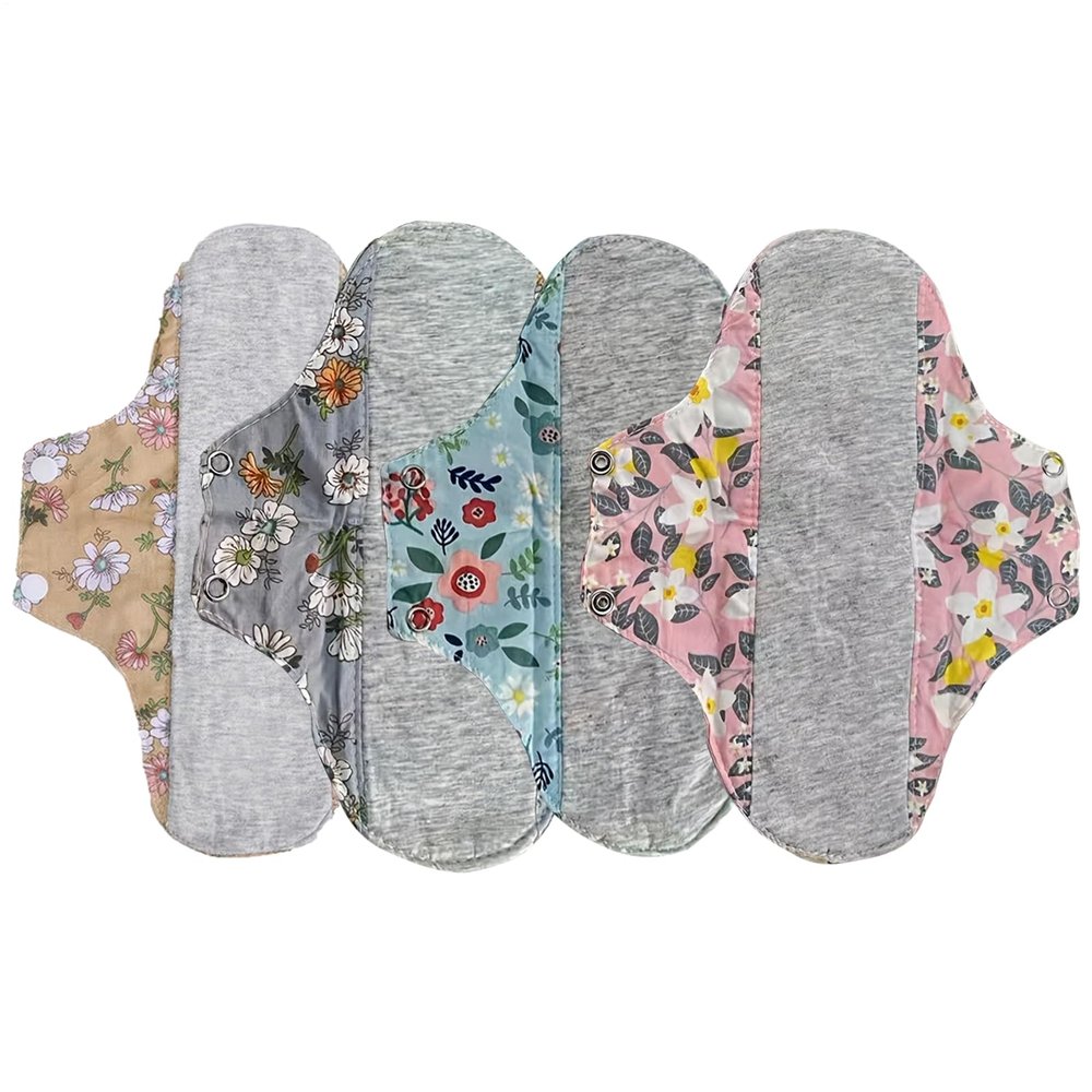 4PCS Reusable Panty Liners for Women, Reusable Cloth Menstrual Pads, Soft Absorbent Sanitary Pads, Washable Cotton Panty Liners Period Pad for Women, Elderly